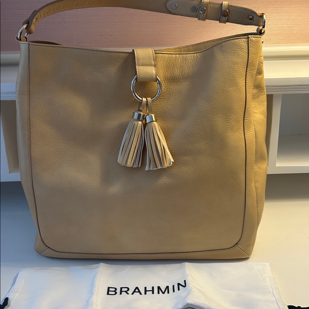 Brahmin Isabella Natural Glastonbury Leather Shoulder Bag Nwt